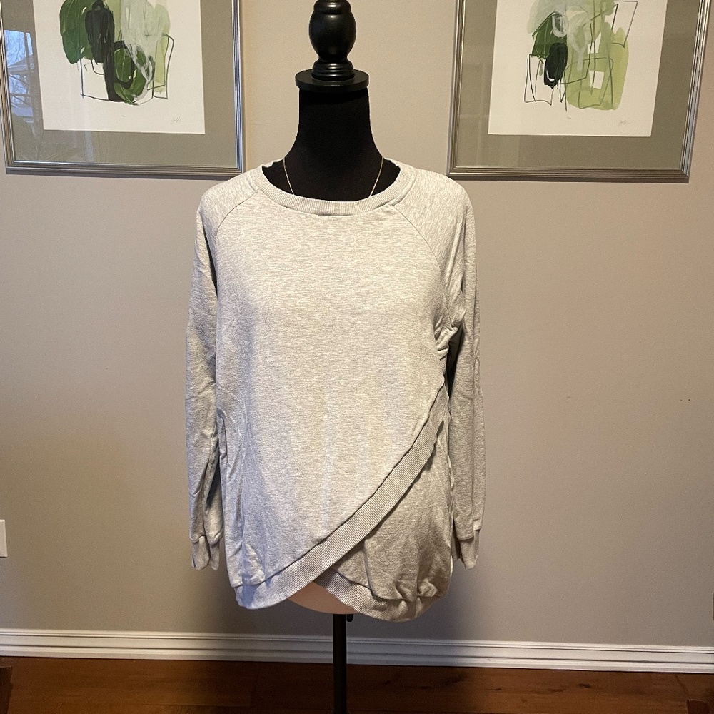 Seraphine maternity grey crewneck top, size L